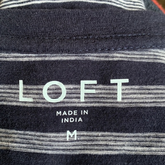 LOFT striped T-shirt with ruffle sleeves size M 100% cotton - Picture 5 of 6